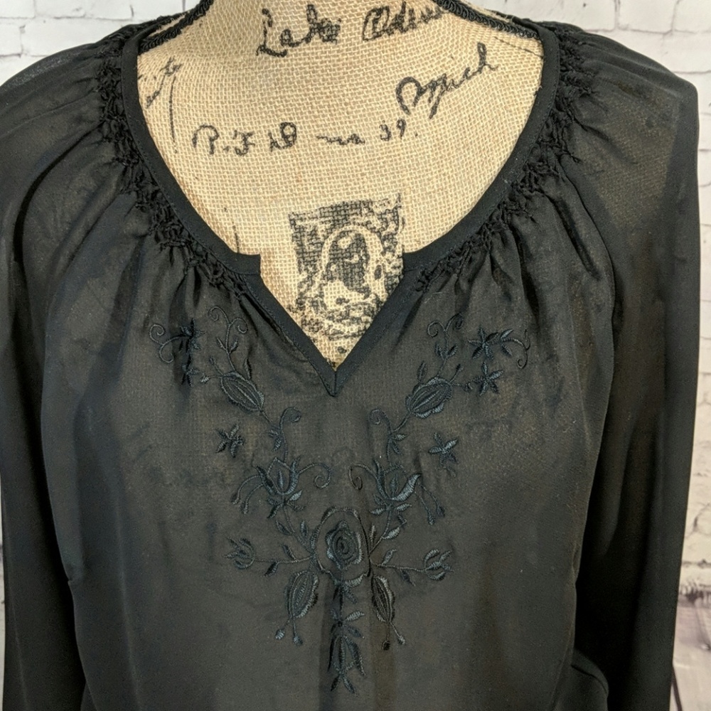 HOST PICK!  DUO Maternity Sheer Black Shirt - Picture 2 of 6